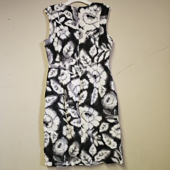 Morgan McFeeters Women’s Size 8 Black & White Floral Linen Sheath Dress - Picture 5 of 6